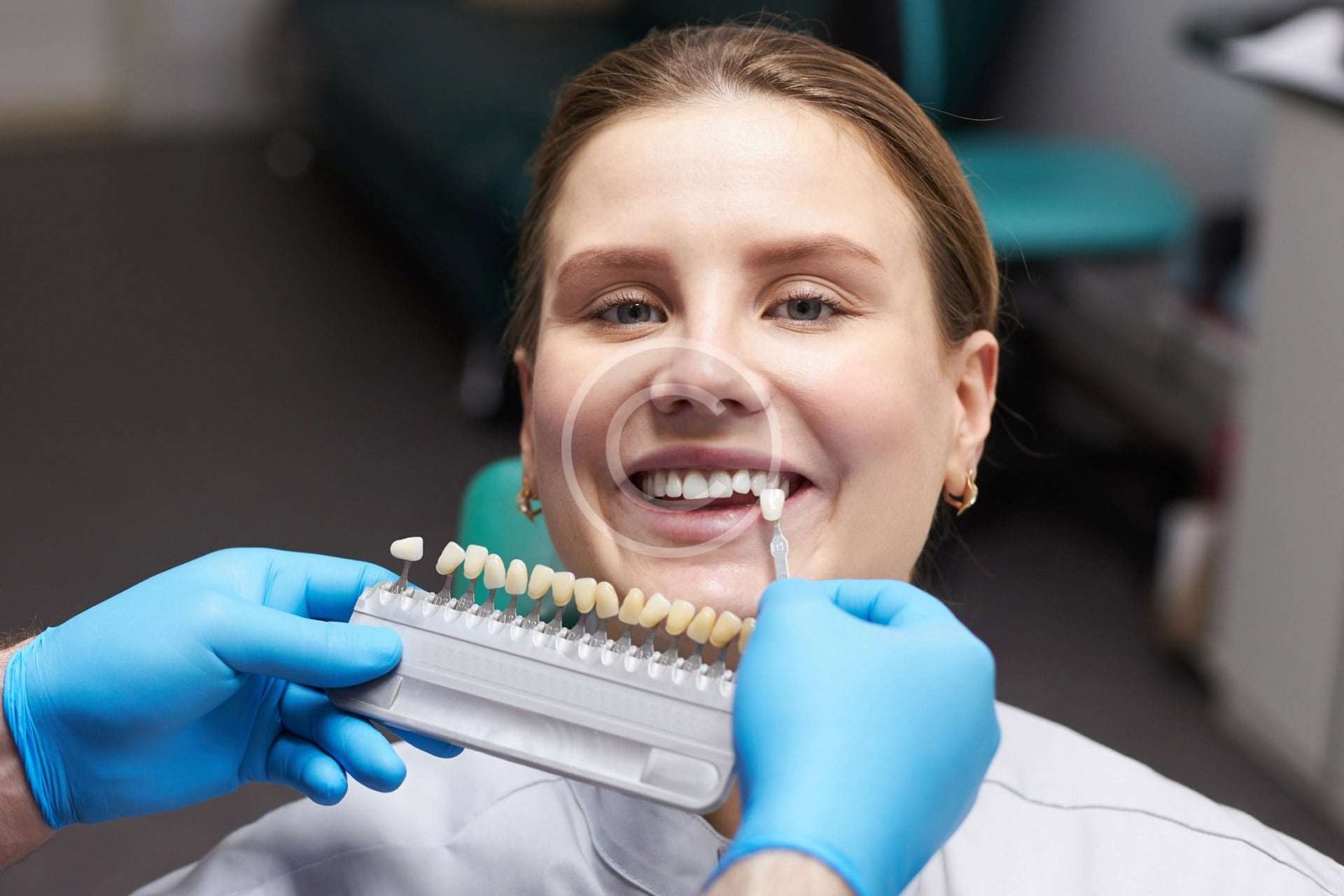 Woman receiving dental care from a dentist