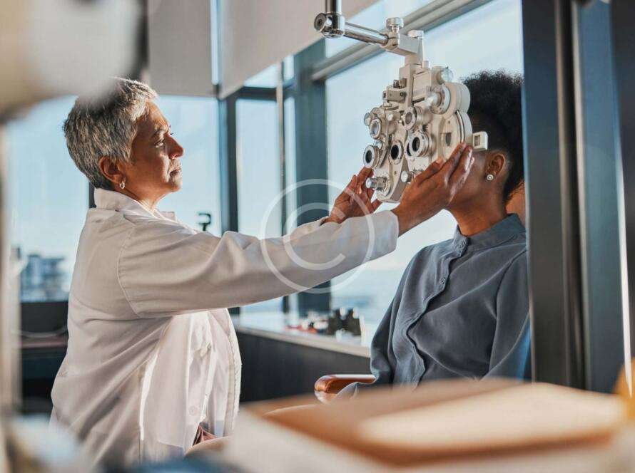 Patient undergoing a vision exam