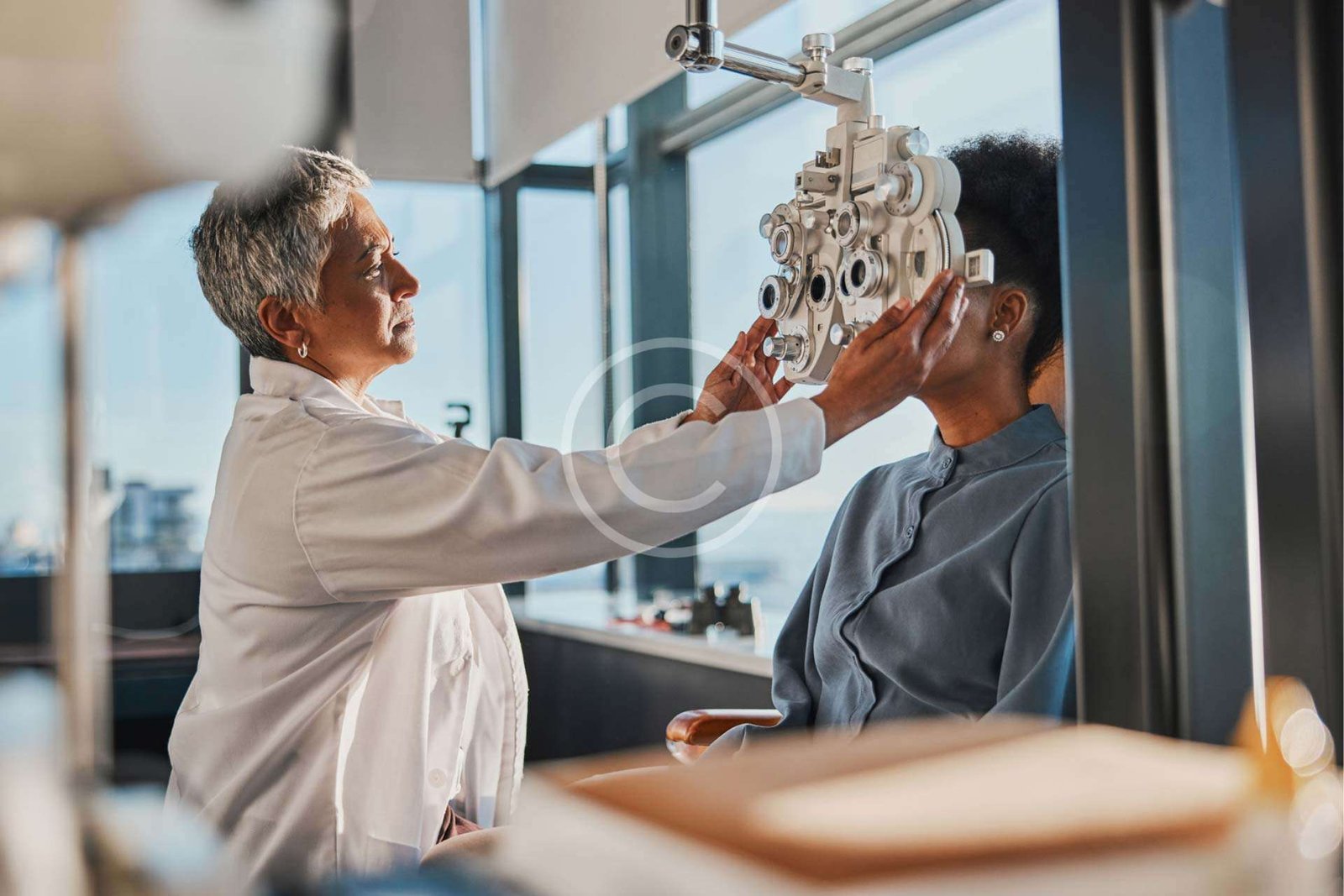 Patient undergoing a vision exam