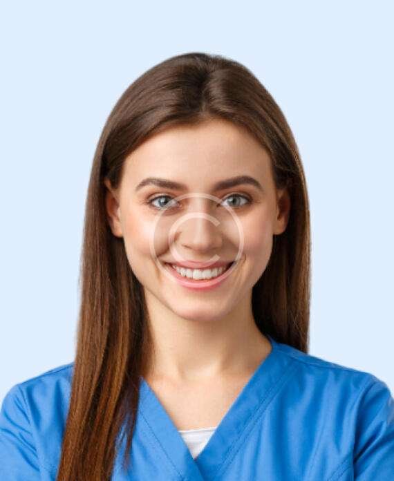 Smiling female doctor with green shirt