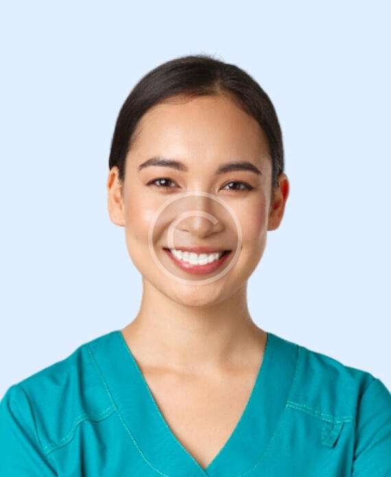 Smiling female doctor with turquoise shirt