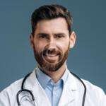 Smiling male doctor with lab coat